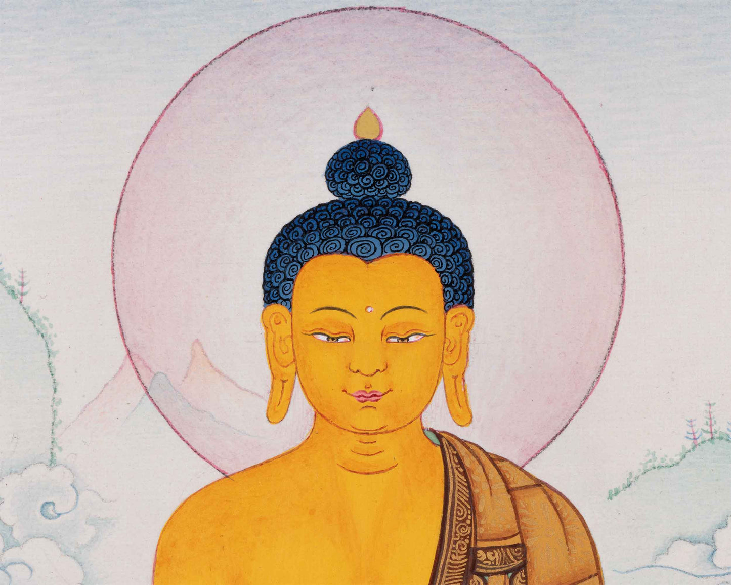 Hand-Painted Shakyamuni Buddha Mantra Practice Thangka | Historical Buddha Himalayan Artwork