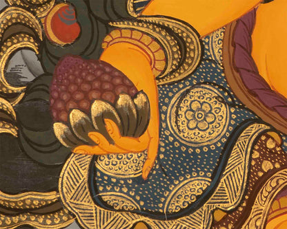 Jhambala Kubera and Manjushri Thangka | HandPainted Buddhist Thangka