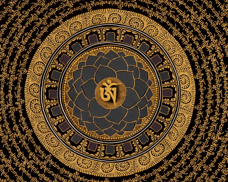 Buddhist Mantra Mandala | Religious Thangka Painting | Wall Decoration