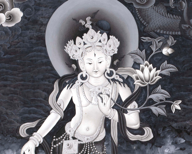 Bodhisattva Thangka Print | Manjushri, White Tara, Green Tara | Digital Decor