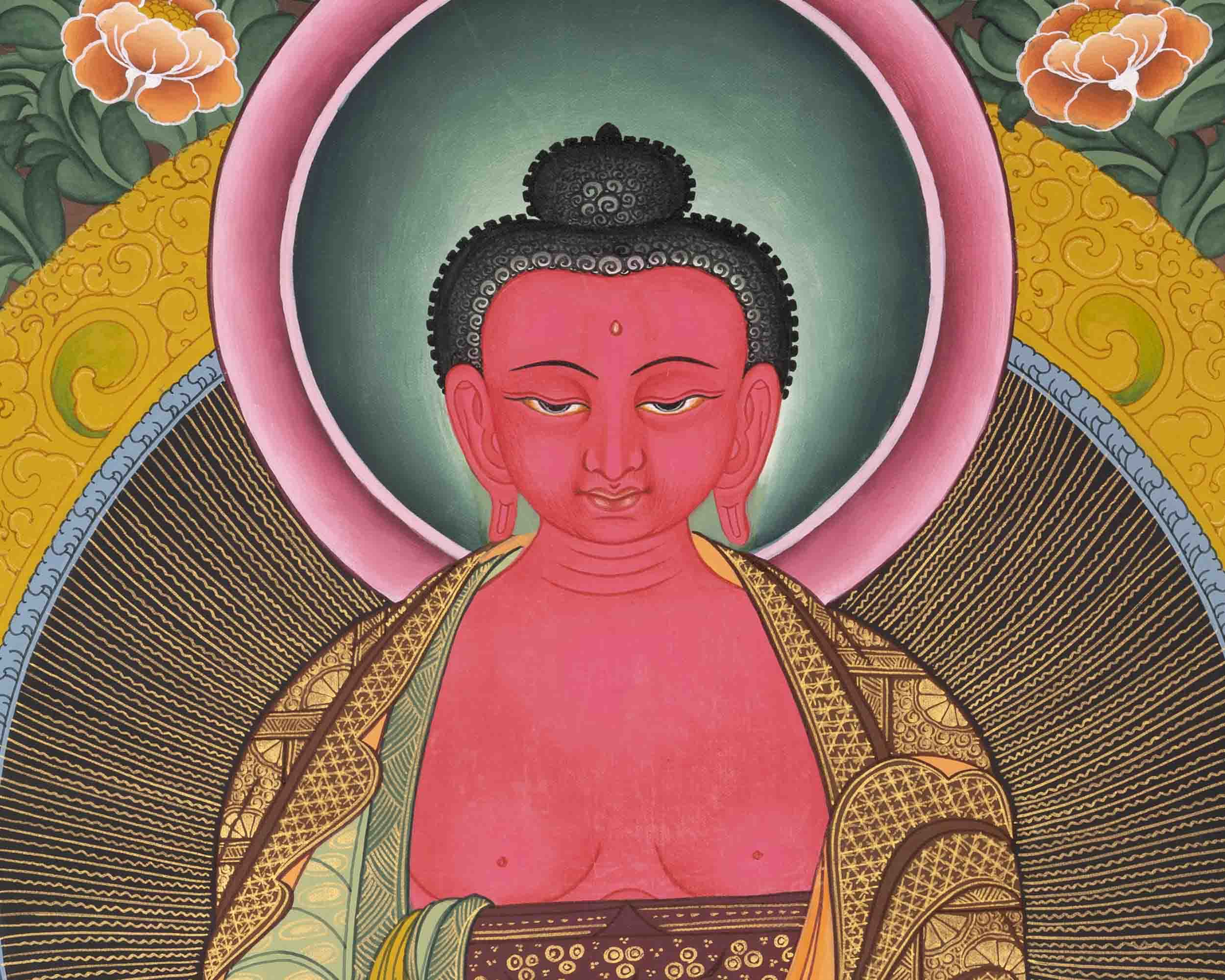 Amitabha Buddha Thangka | Handpainted Tibetan Artwork | Wall Decors