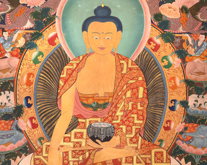 Shakyamuni Buddha Life Story | Vintage Original Hand-Painted Thangka