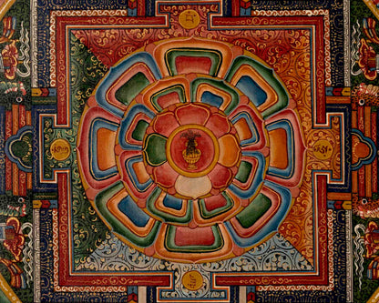 Traditional Mandala Thangka | Tibetan Handpainted Art | Religious Wall Decors