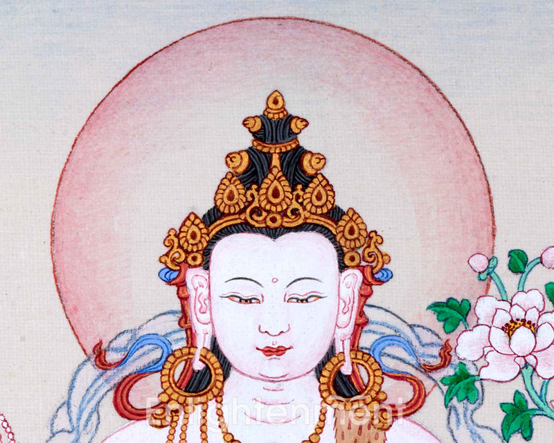 Sacred Chenresig Avalokiteshvara Thangka | Deity of Compassion | Traditional Karma Gadri Style