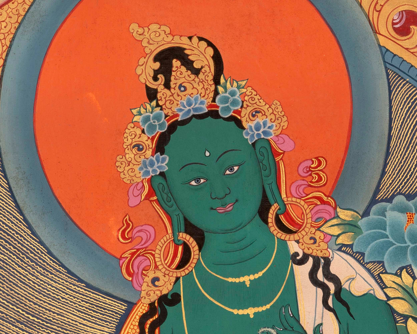 Handpainted Green Tara Thangka | Wall Decoration Painting