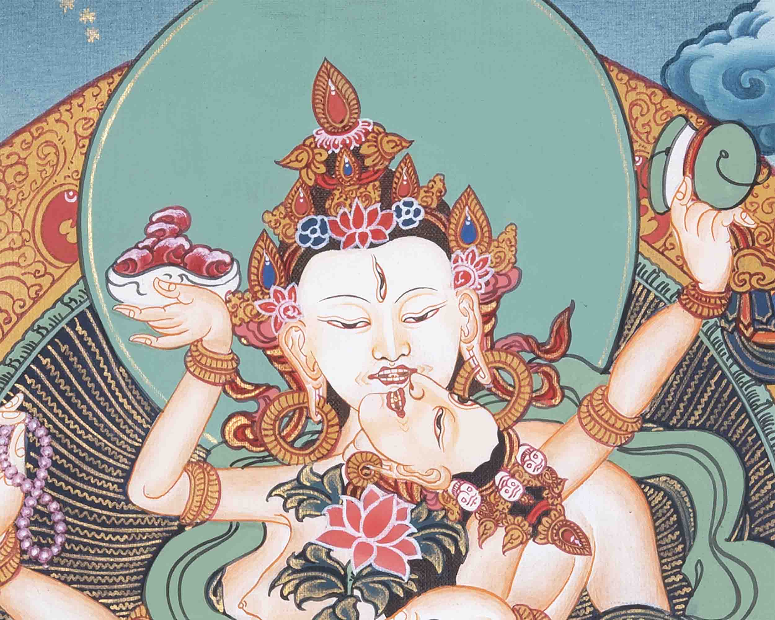 Avalokiteshvara Thangka Painting | Hanging Art For Office , Bedroom , Temple , Monastery or Farmhouse