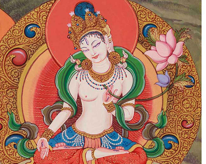 Traditional Vajrayogini Thangka  Print | Print on Cotton Canvas | Dakini Deity