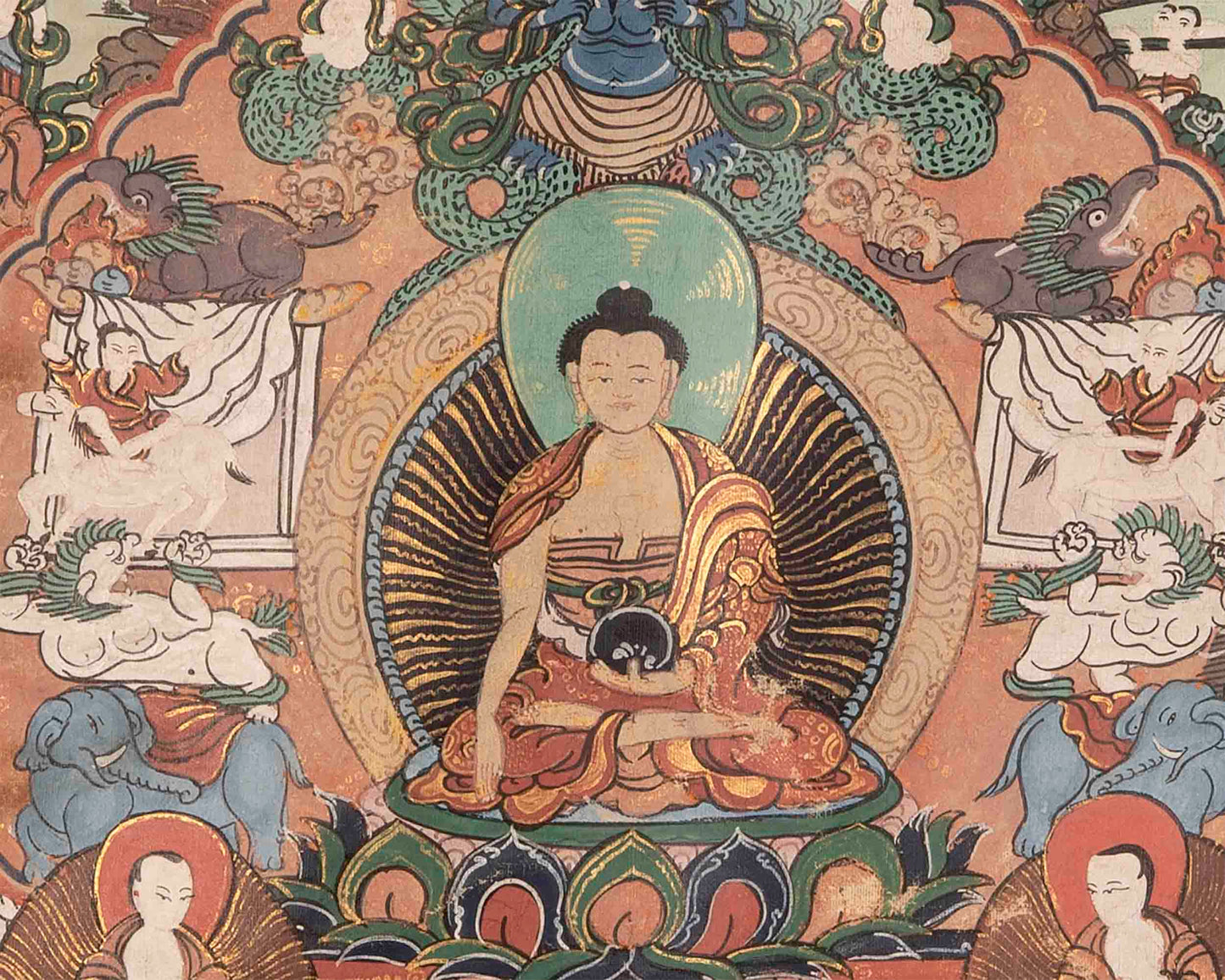 Buddha life Story Thangka | Wall Decoration Painting with Brocade