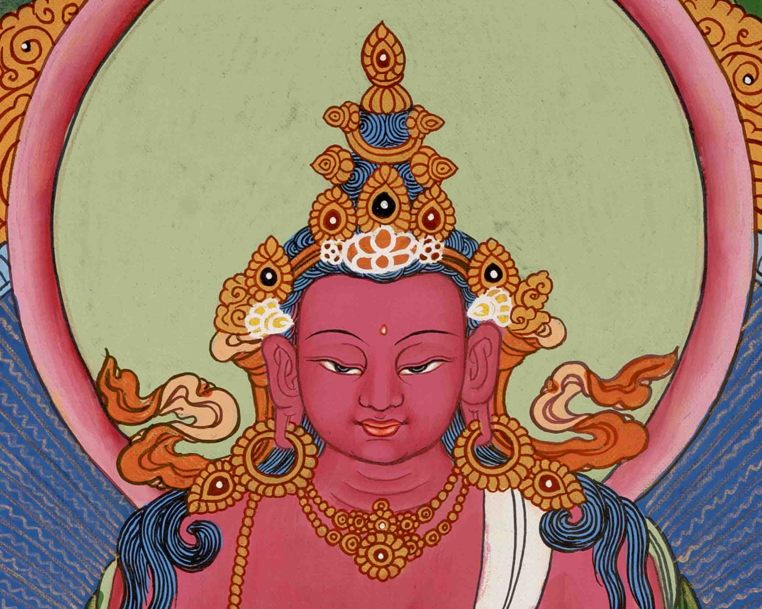 Amitayus Buddha Thangka | Traditional Buddhist Painting | Wall Decors