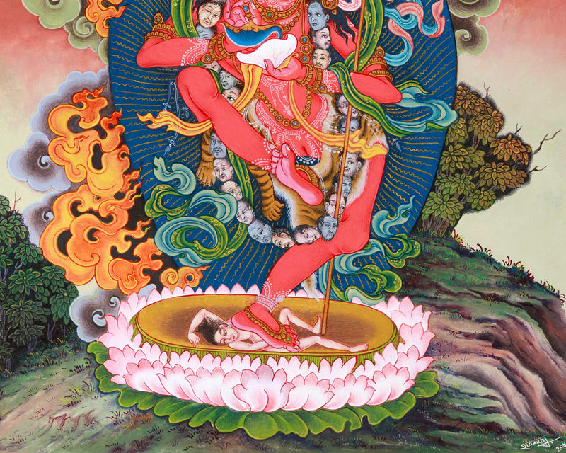 Hand-Painted Dorje Phagmo Thangka | The Thunderbolt Goddess | Thangka Painting for Spiritual Growth