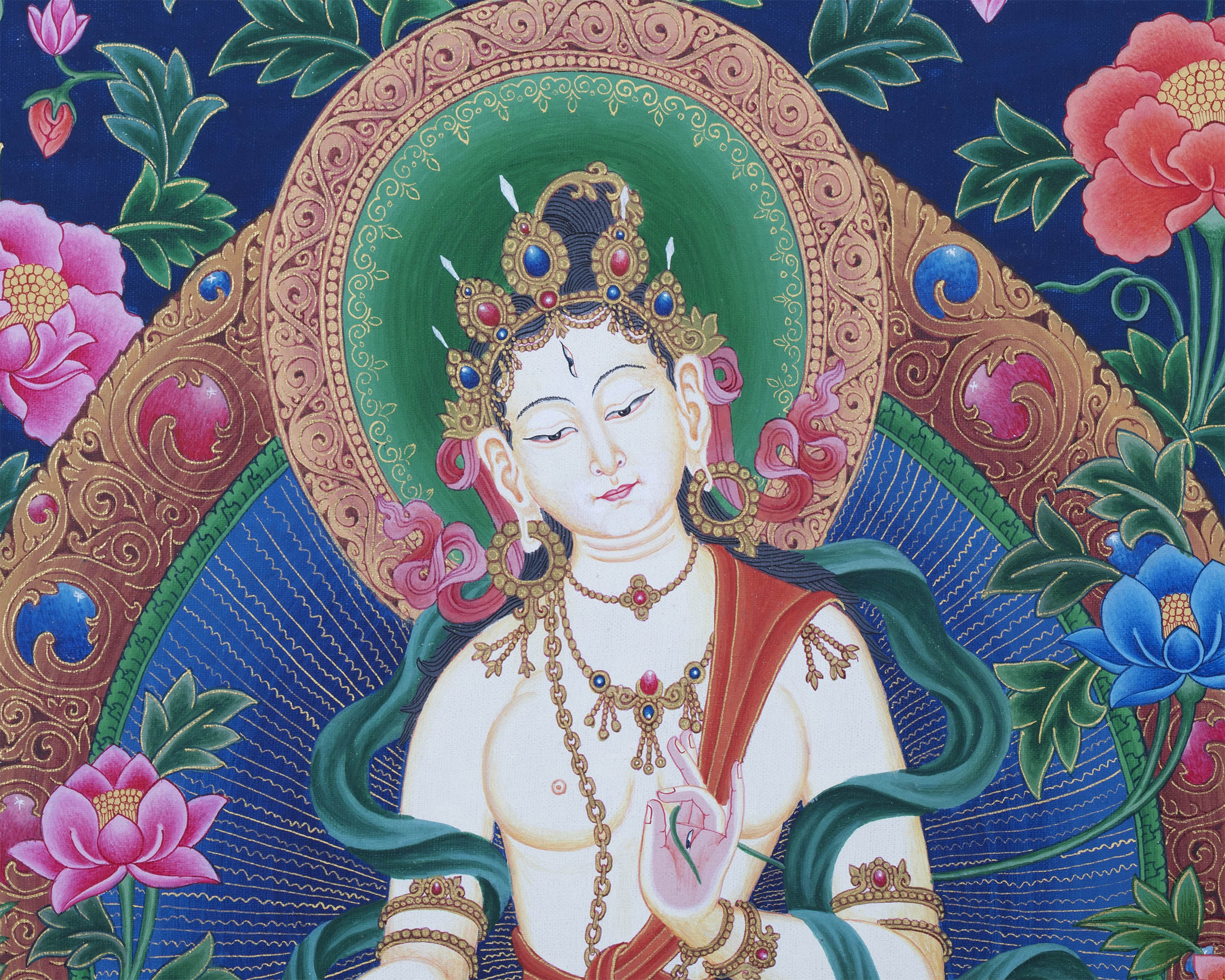 Tibetan Green Tara | Newari Paubha Art of Mother Tara