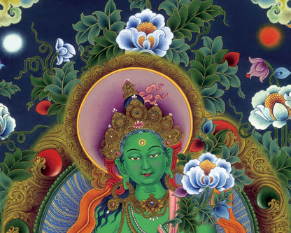 Green Tara Bodhisattva Thangka Prints | Digital Canvas Prints