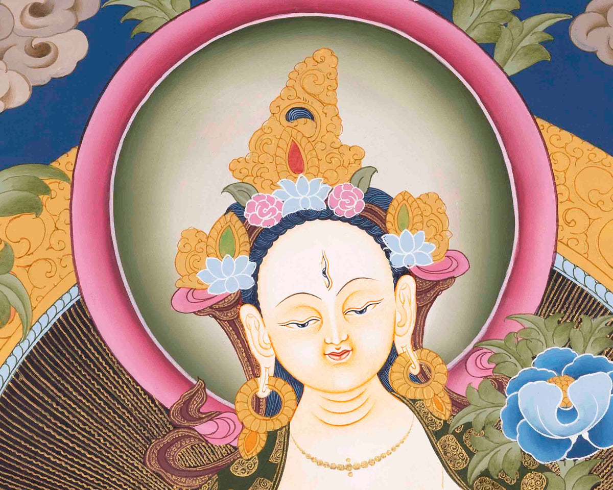White Tara Thangka | Female Bodhisattva | Wall Hanging Decors