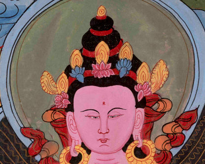 Vintage Amitayus Buddha Thangka | Religious Buddhist Art | Wall Decors