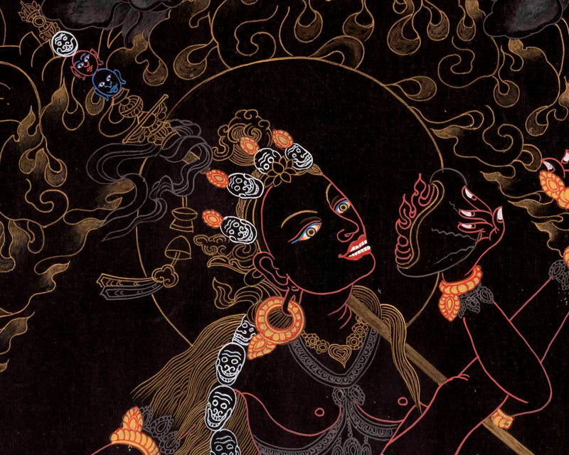 Vajrayogini in Black Themed Digital Prints | Tibetan Wall Decoration