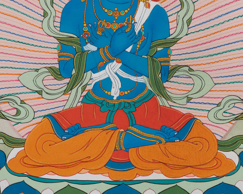 The Vajra Holder, Vajradhara | Buddhist Thangka Painting | Spiritual Hand Painted Canvas Art