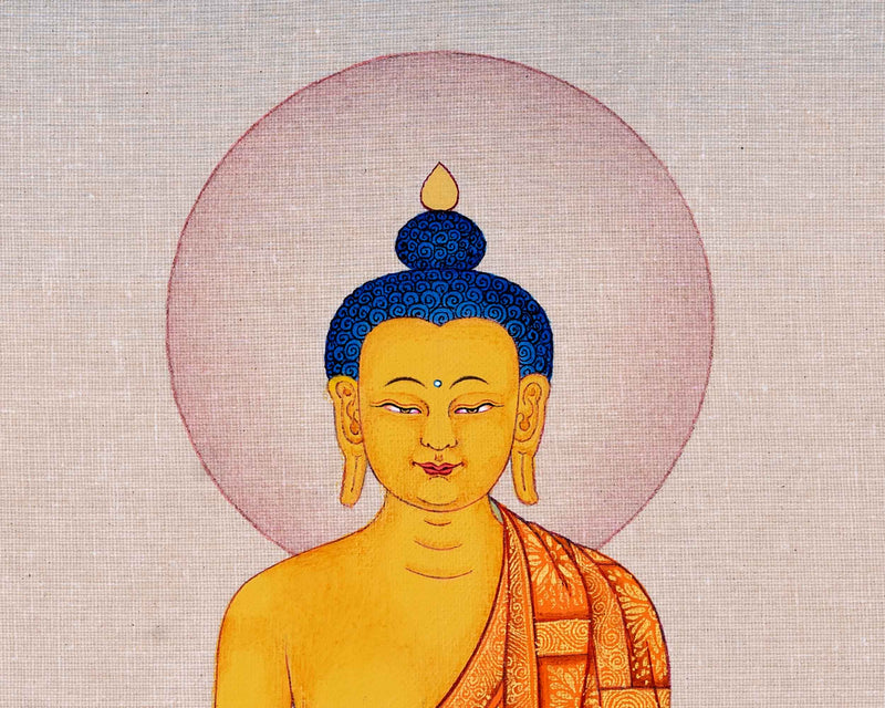 Namo Shakyamuni Buddha Thangka | Hand Painted Art for Meditation