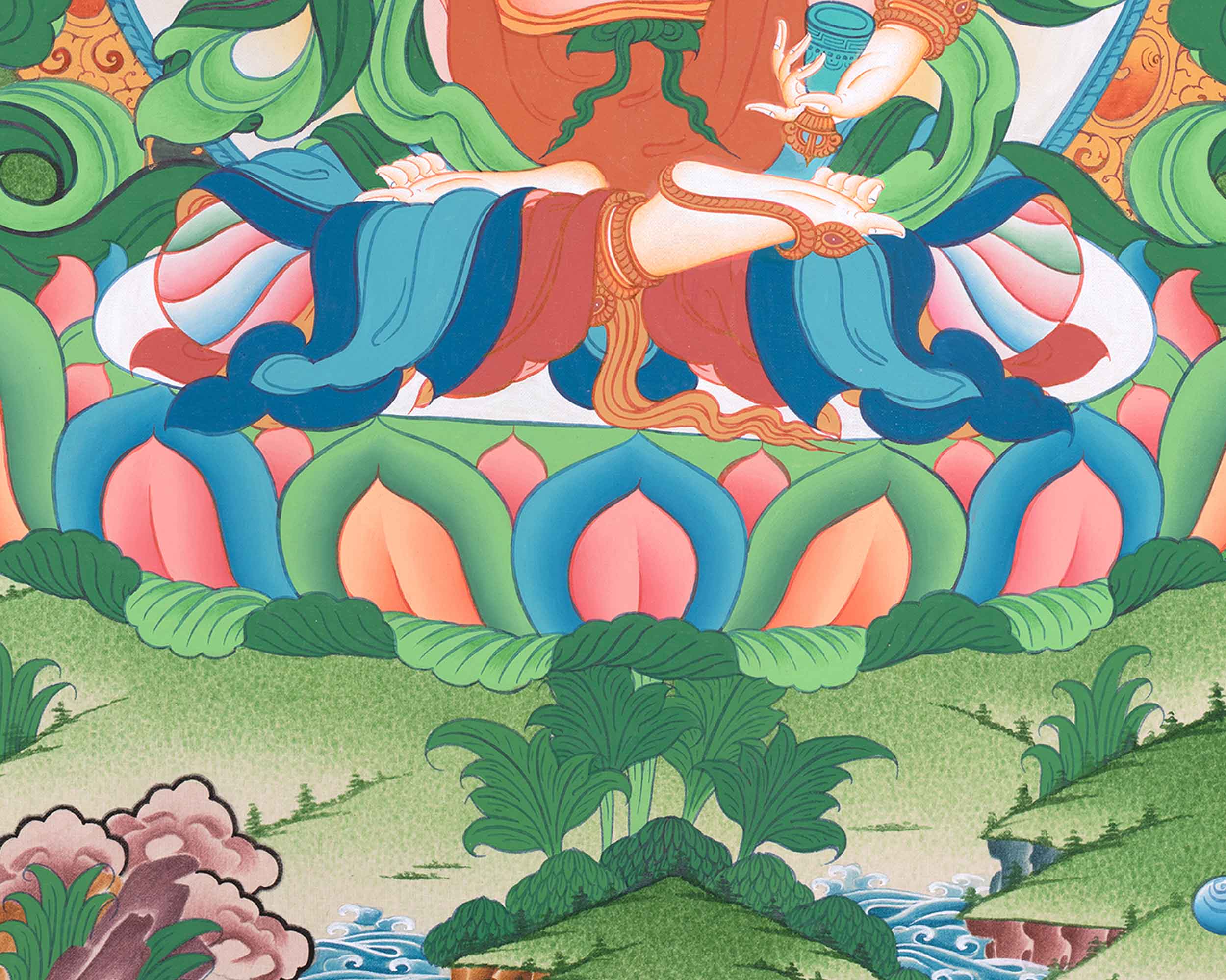 Vajrasattva with Consort Thangka Art | Traditional Yab-Yum Painting | Religious Decors