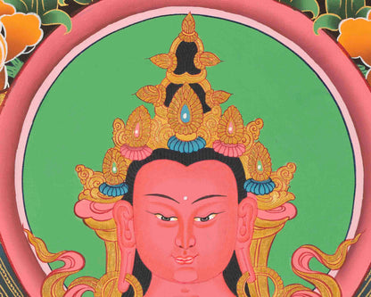 Red Amitayus Buddha | Buddhist Traditional Thangka | Gift For Buddhist