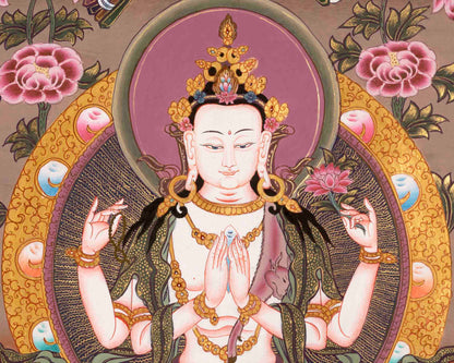 Avalokitesvara Chenrrsig Thangka | Bodhisattva Of Compassion | Wall Decors