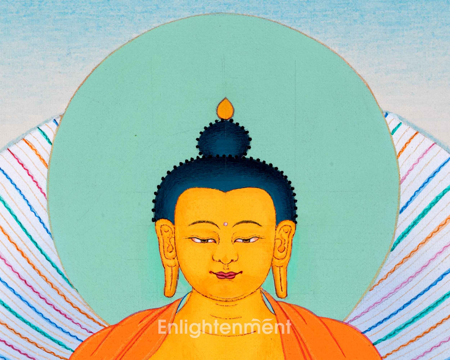 Enlightened Shakyamuni Buddha Thangka Painting | Hand Painted Art For Meditation | Traditional Wall Decor