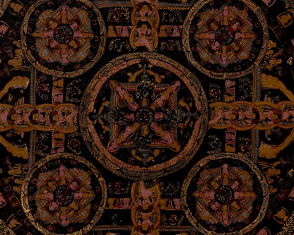 Vintage Heruka Mahakala Mandala | Religious Thangka Art | Wall Decors