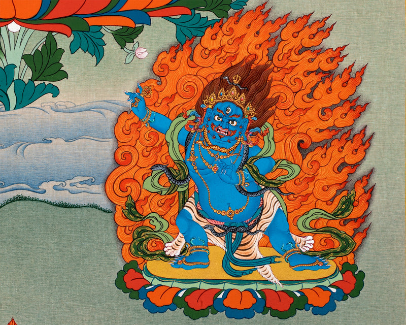 Avalokiteshvara- Chenrezig, Manjushri & Vajrapani Thangka Painting, Tibetan Buddhist Art