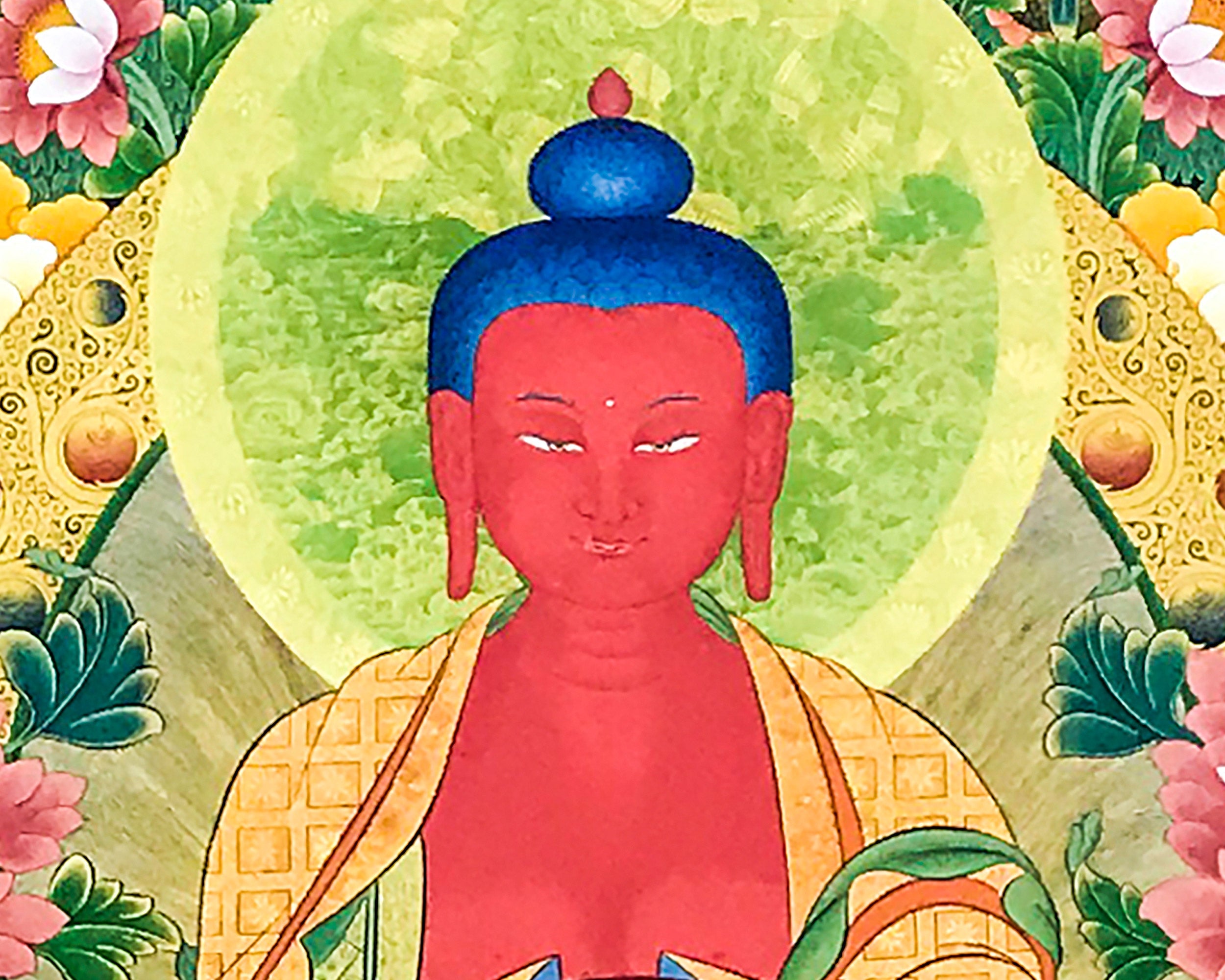 Buddha Amitabha Pureland Thangka, High Quality Giclee Canvas Print, Digital Print