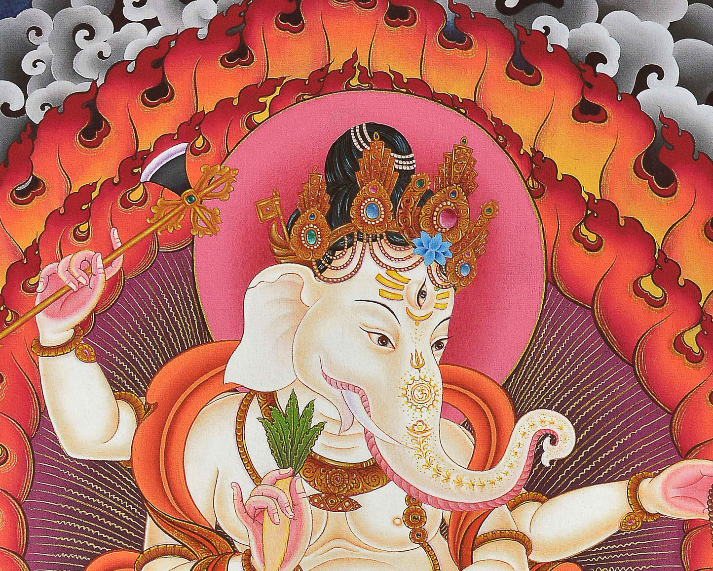 Prosperity God Ganesha Thangka Print | Digital Canvas Print