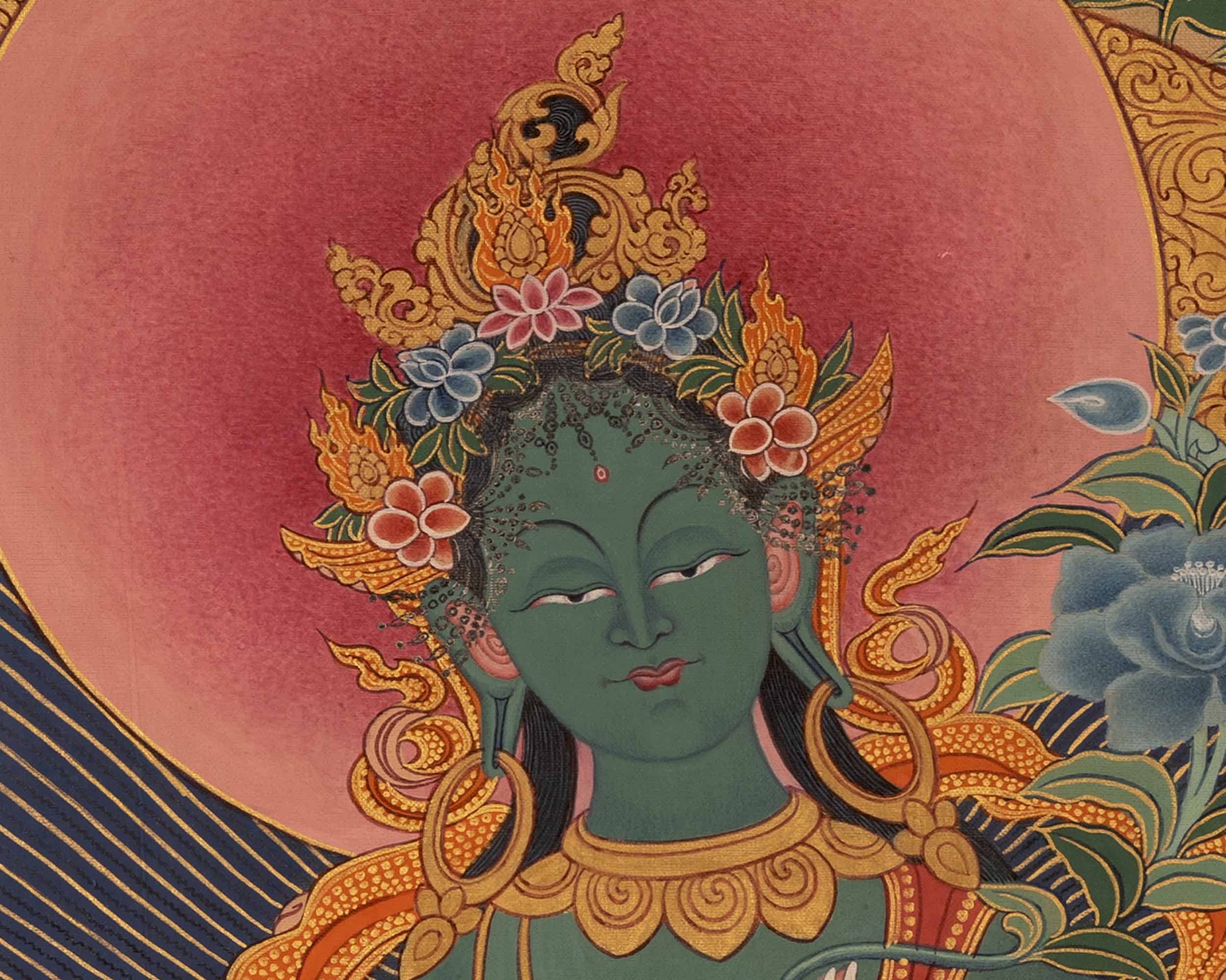 Buddhist Green Tara Thangka | Wall Hanging Decorations