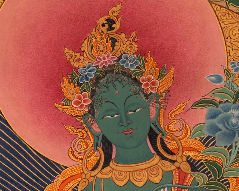 Buddhist Green Tara Thangka | Wall Hanging Decorations