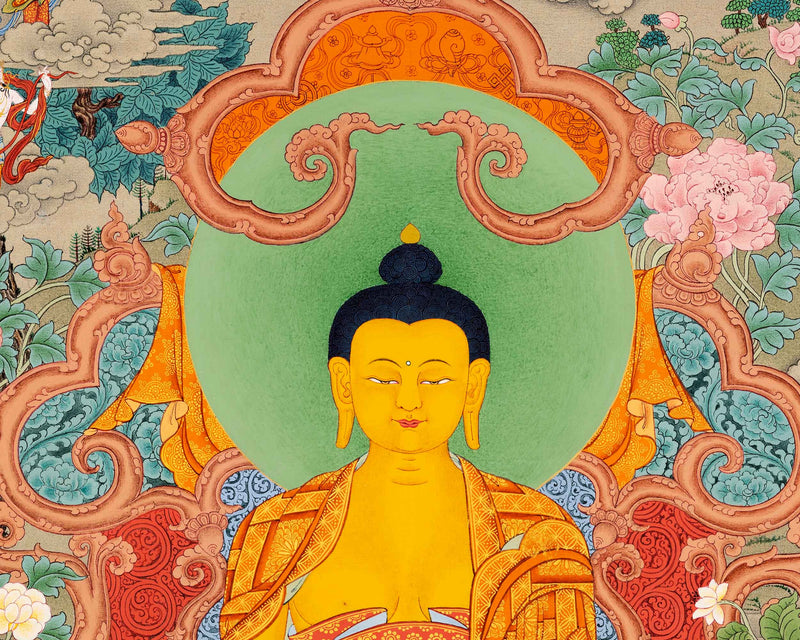 Tibetan Shakyamuni Buddha Thangka | Hand Painted Art for Meditation