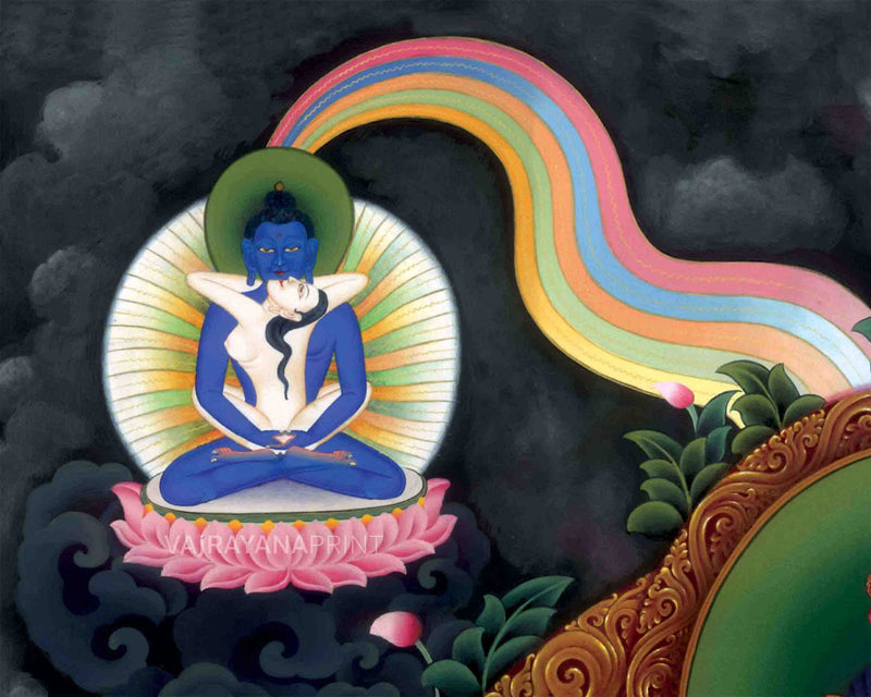 Tibetan Himalayan Vajrasattva Yab Yum Thangka Print | Buddhist Artwork