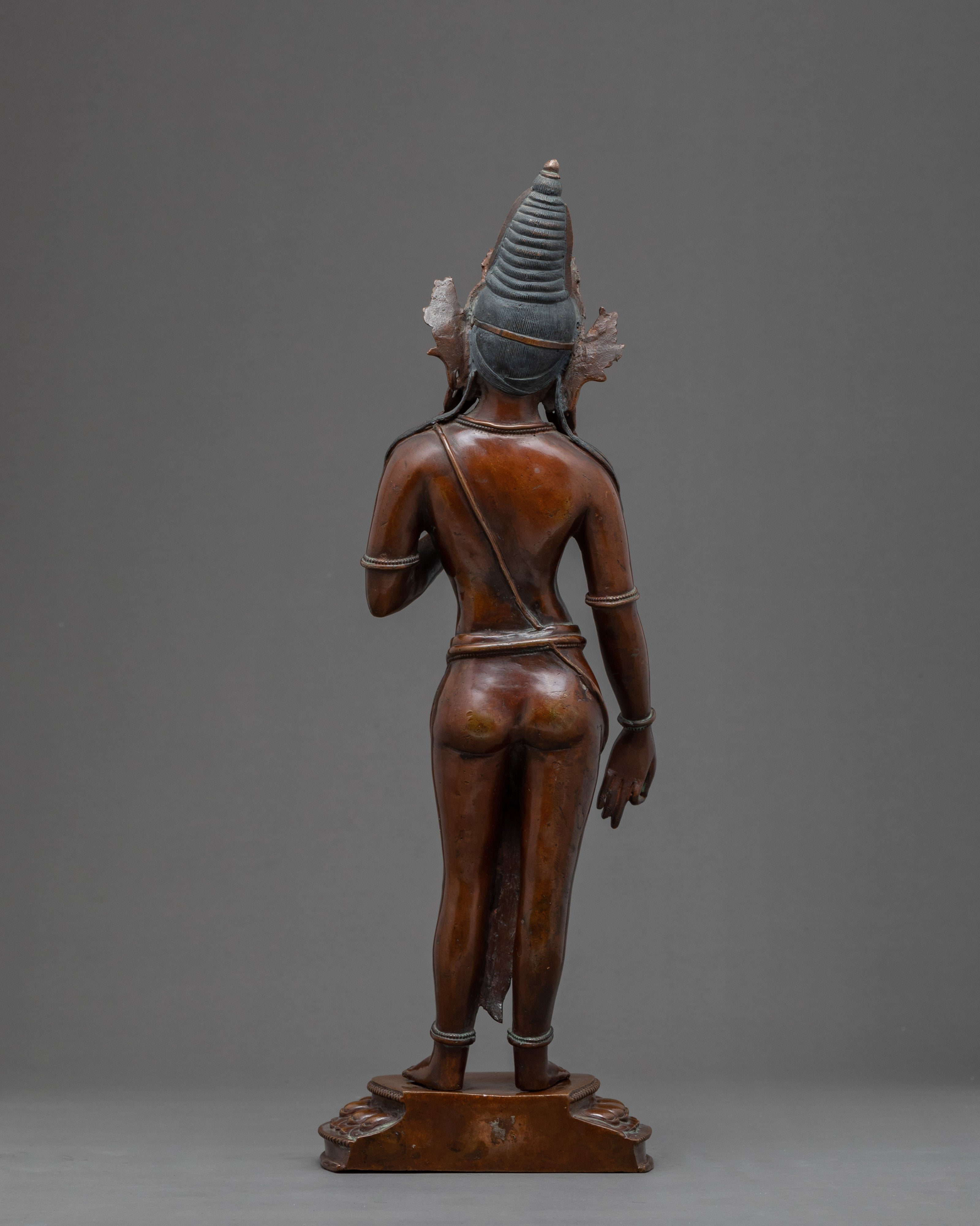 Vintage Avalokiteshvara Buddha Statue | Outdoor Patio Decor | Nepal Antiques
