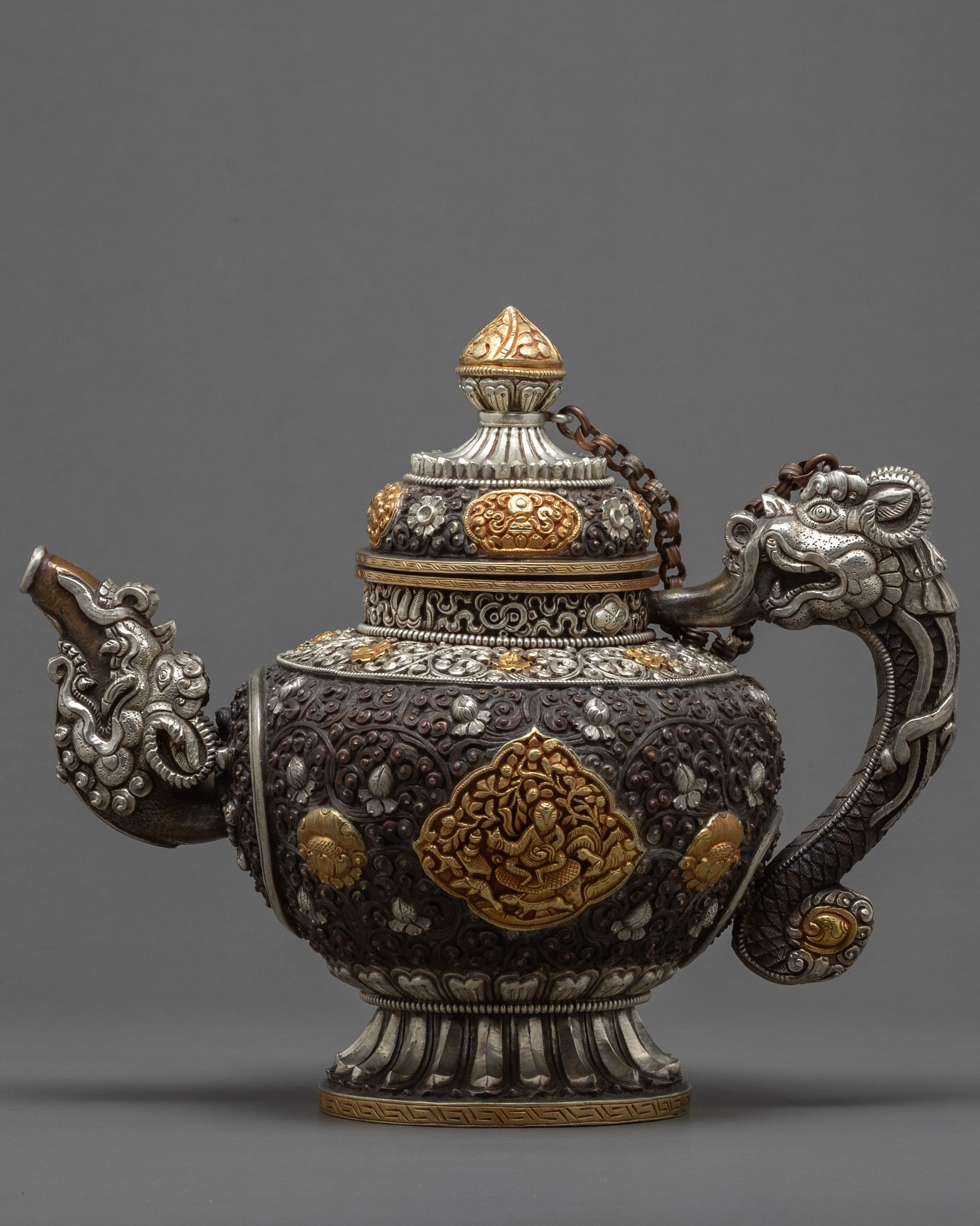 Tibetan Tea Pot | Religious Tea Pot | Hancarved Altar