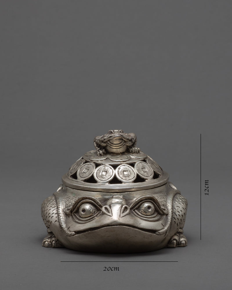 Frog Incense Burner | Silver Plated | Gifts for Buddhists