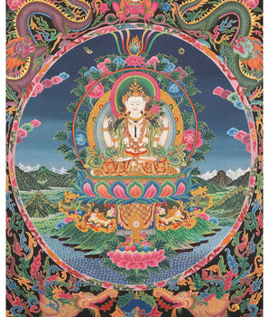 4 Armed Chengrezig Thangka