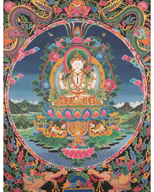 4 Armed Chengrezig Thangka 