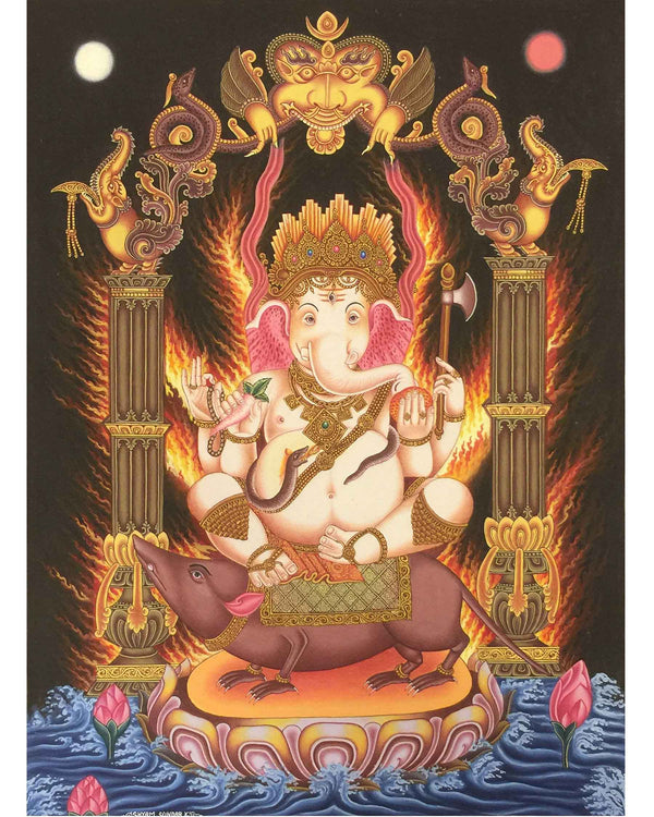4 Armed Ganesh Thangka 
