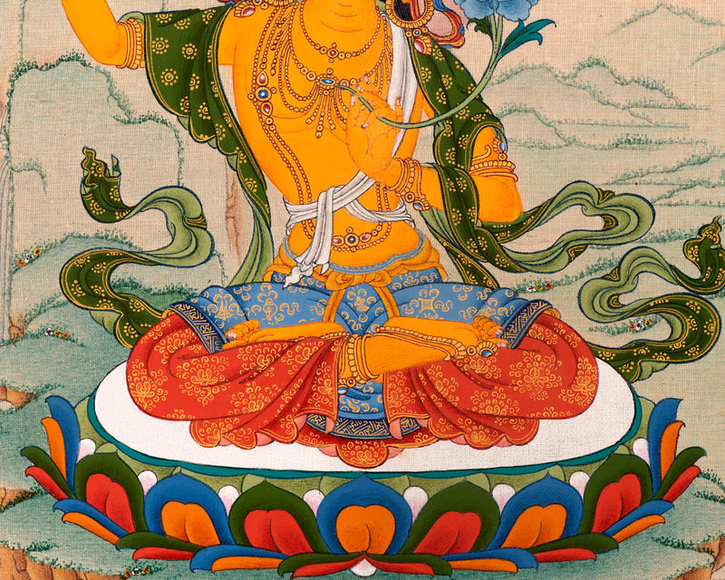 Manjushri Thangka | Traditional Bodhisattva Art