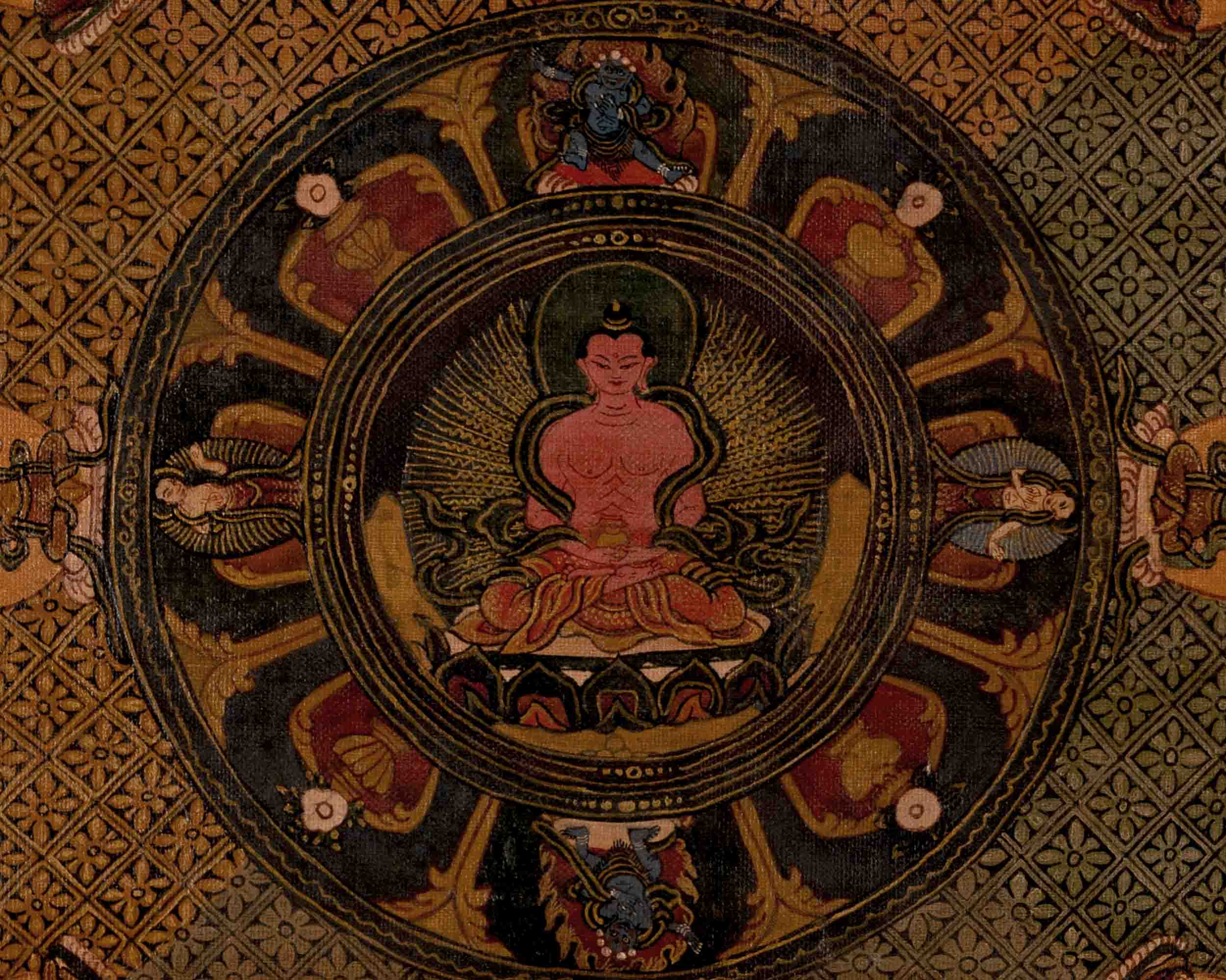 Amitayus Buddha Mandala | Traditional Tibetan Thangka | Wall Decors