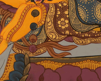 Jhambala Kubera and Manjushri Thangka | HandPainted Buddhist Thangka