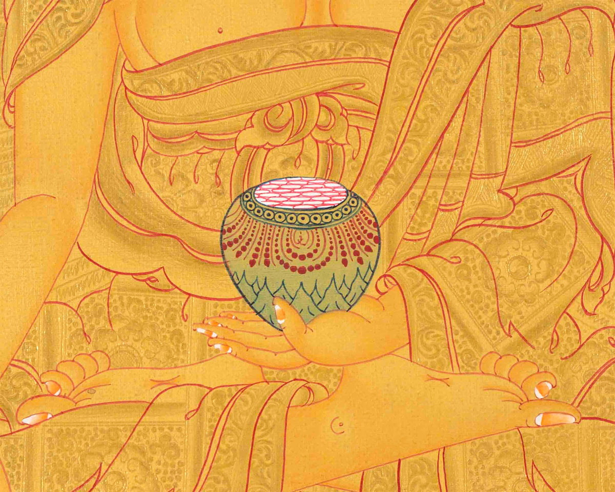 Shakyamuni Buddha Gold Thangka | Religious Tibetan Paint | Wall Decors