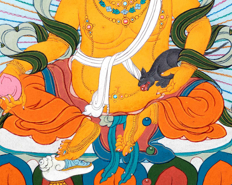 Dzambhala, The Deity of Wealth and Prosperity | Tibetan Buddhist Deity Thangka | Wall Decors