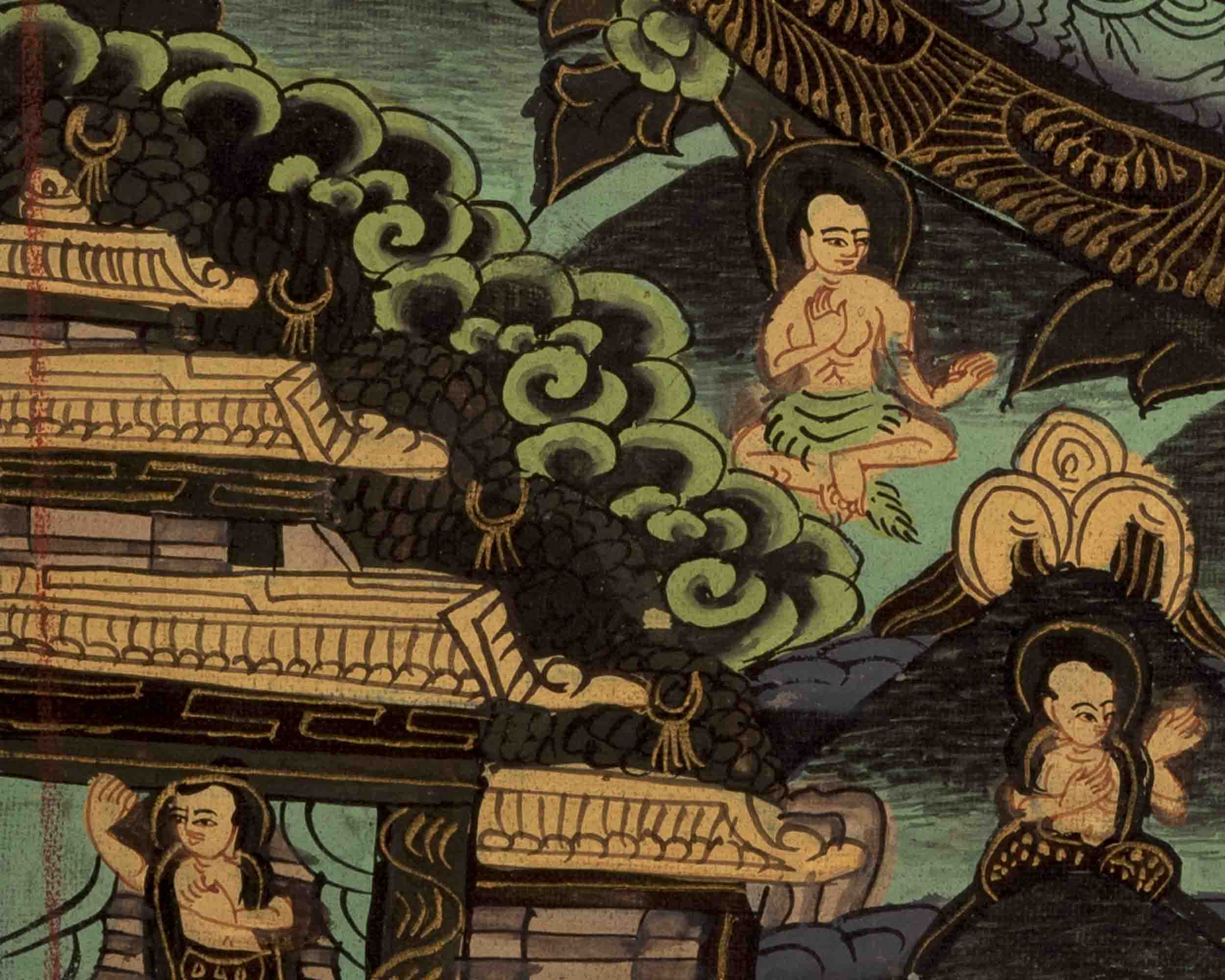 Vintage Small Dark Shakyamuni Buddha Mandala | Art Painting