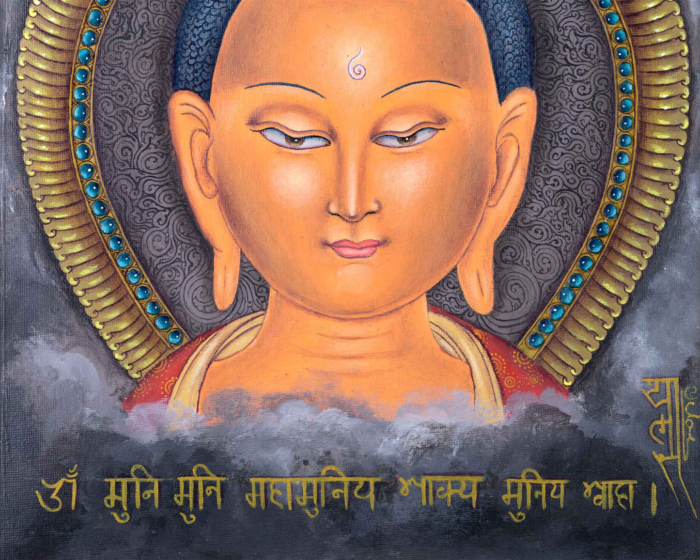 Large Buddha Wall Art Print For Decoration | Historical Shakyamuni Buddha Paubha Painting Print