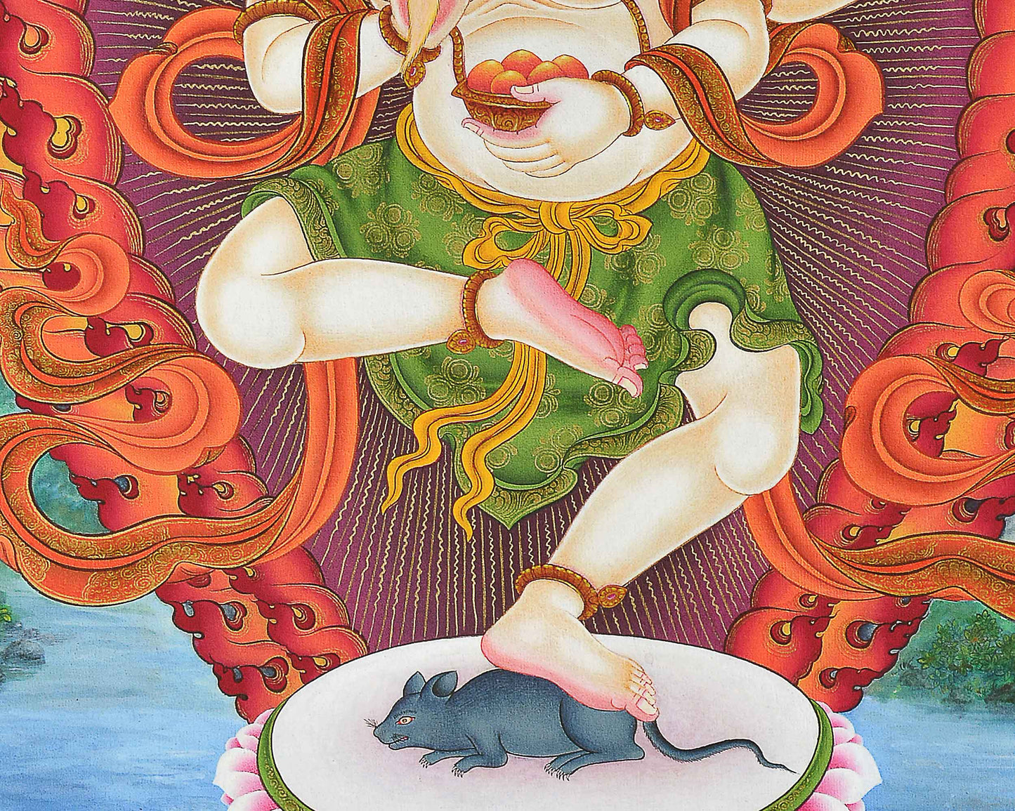 Prosperity God Ganesha Thangka Print | Digital Canvas Print