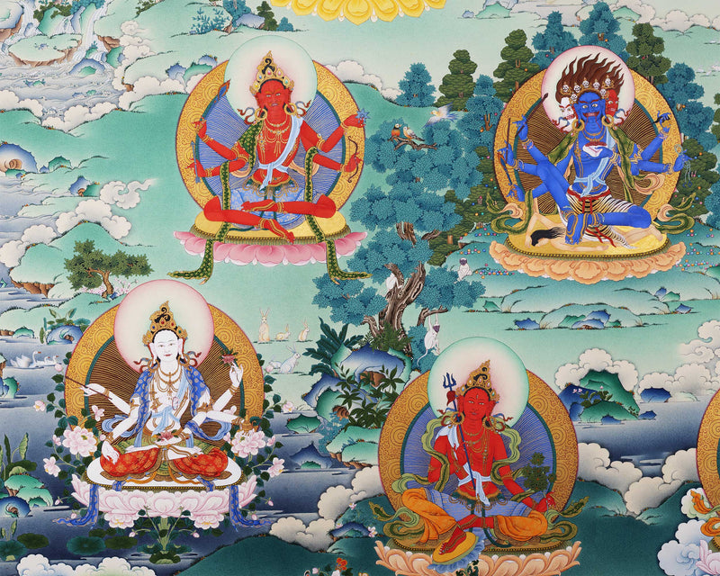 21 Tara Prayer Thangka of Mahasiddha Surya Gupta Tradition | Tibetan Hand Painted Art