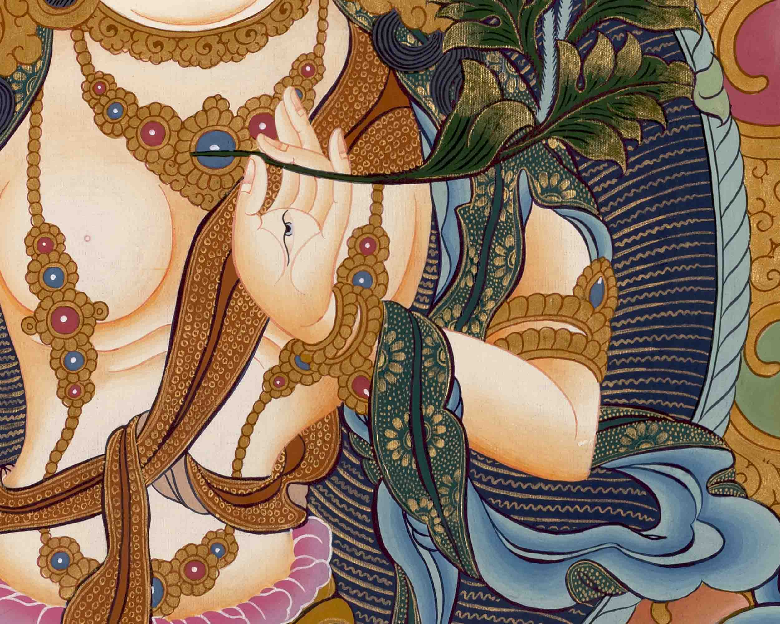 White Tara Art | Traditional Tibetan Thangka | Wall Decors