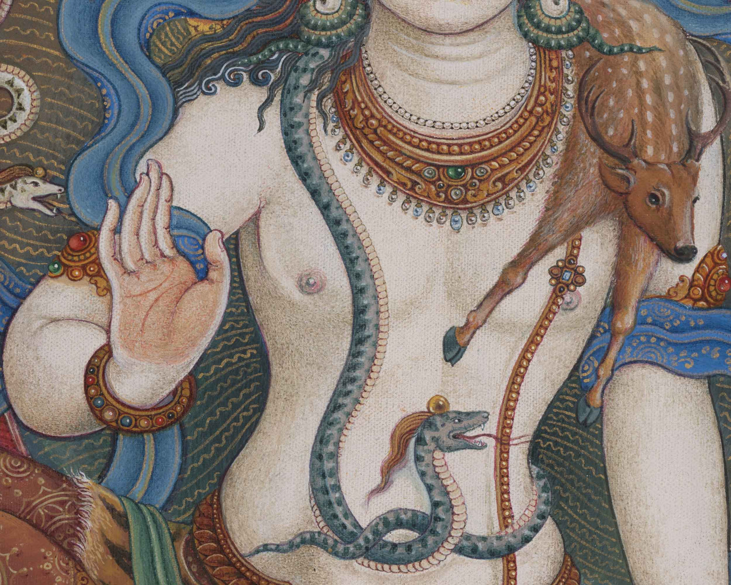 Simhanada Avalokiteshvara Seated On A Roaring Lion Print | Himalayan Art For Healing Practice